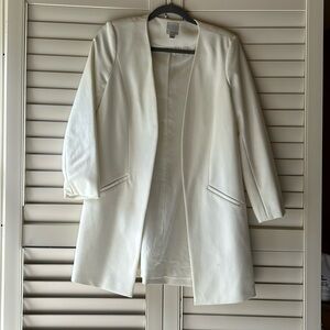 Halogen white open front long blazer size XS